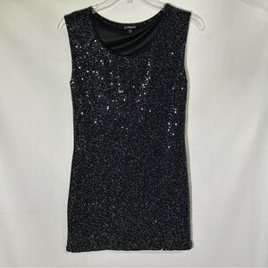 Express Black Sequin Tube Dress Mini‎ Sleeveless sz XS